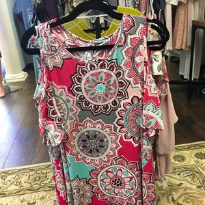 Cold shoulder pink floral tunic